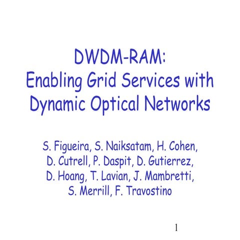 DWDM-RAM:Enabling Grid Services with Dynamic Optical Networks