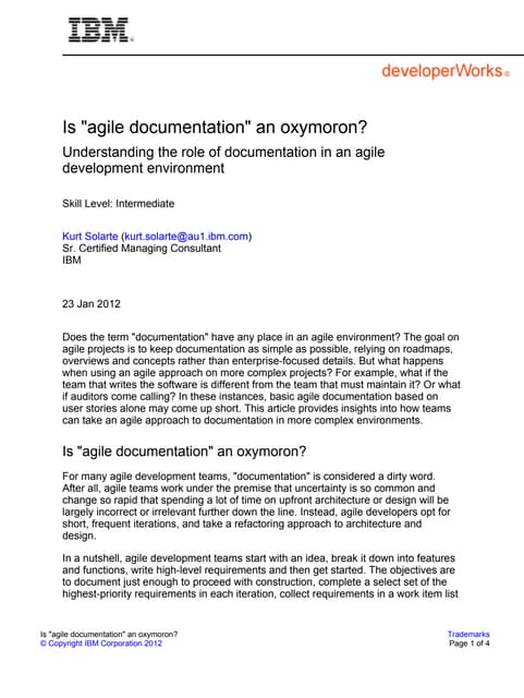 Is Agile Documentation An Oxymoron?
