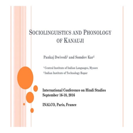 Sociolinguistics and Phonology of Kanauji