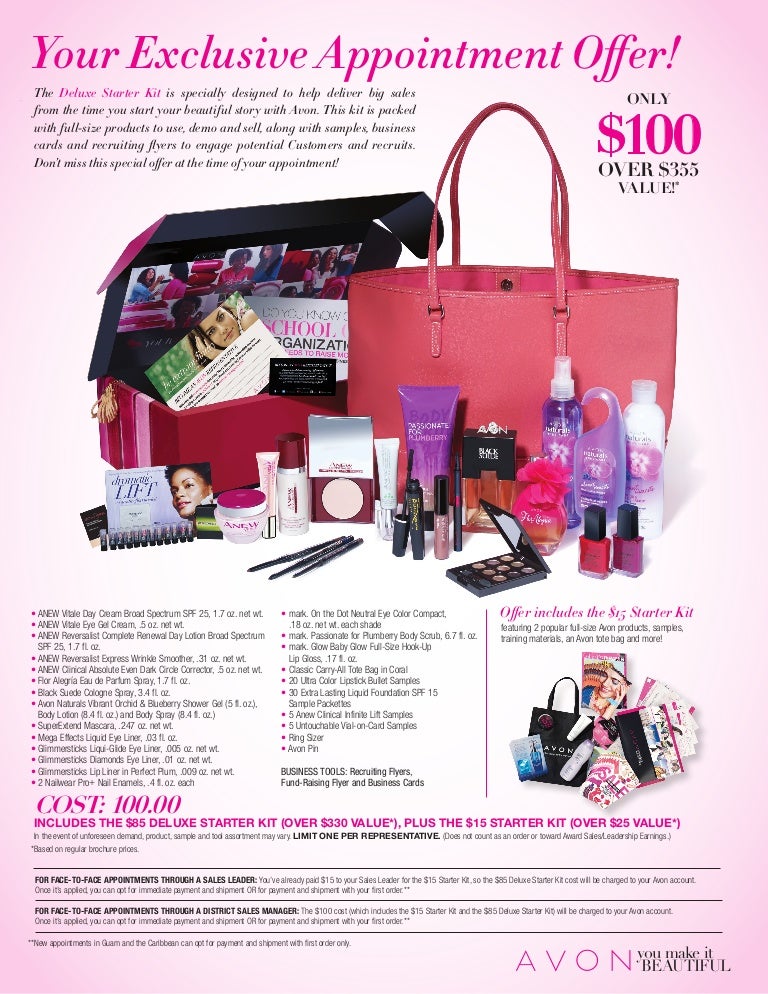 Appointment kit choices for new Avon representatives