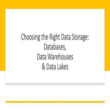 Database Vs Data Warehouse Vs Data Lake : What Is the Difference | PPTX