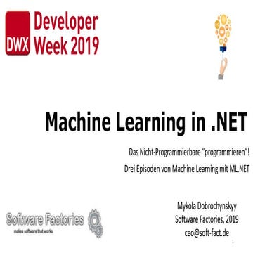 DWX 2019 Session. Machine Learning in .NET