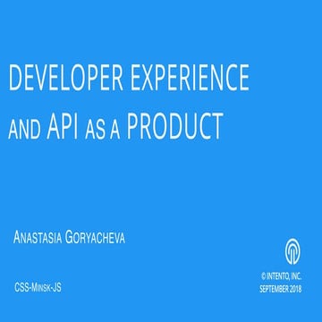 Developer Experience & API as a Product