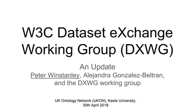 W3C Data Exchange Working Group - an update