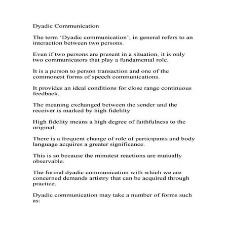 Dyadic communication