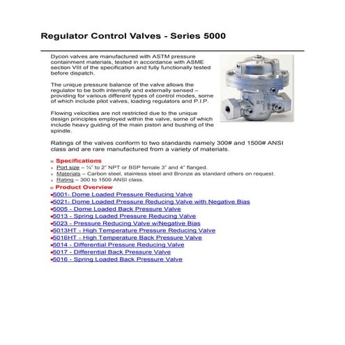Dycon 30-regulator-control-valves