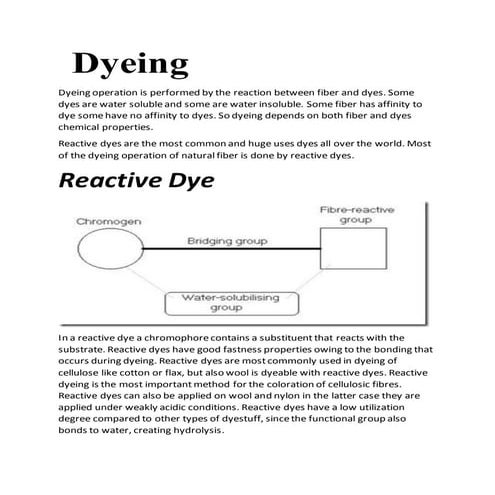 reactive dyes in dyeing 