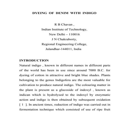 Dyeing  of  denim  with  indigo