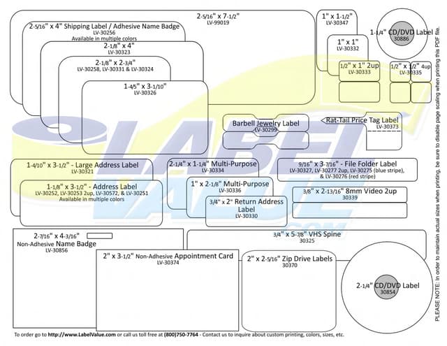 Dymo Label Size Chart