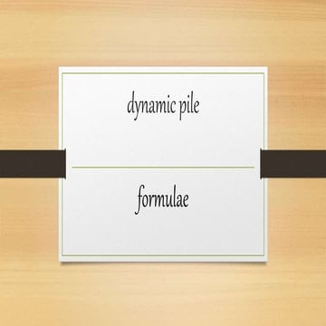 Dynamic Pile Formulae