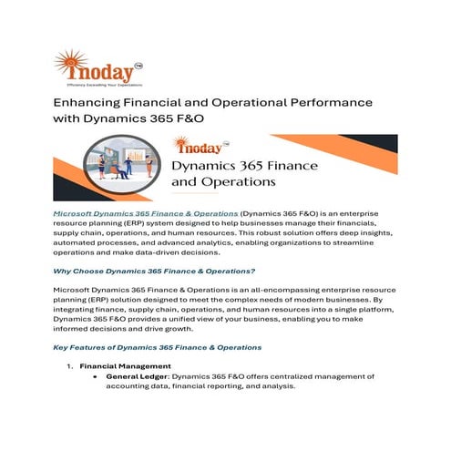 Enhancing Financial and Operational Performance with Dynamics 365 F&O