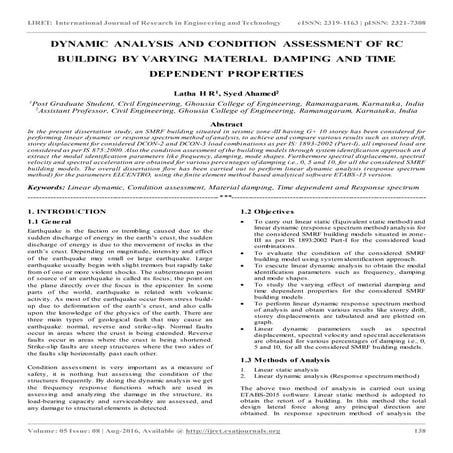 Dynamic analysis and condition assessment of rc building by varying material ...