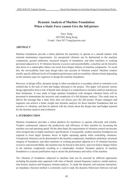 Dynamic analysis of machine foundat...