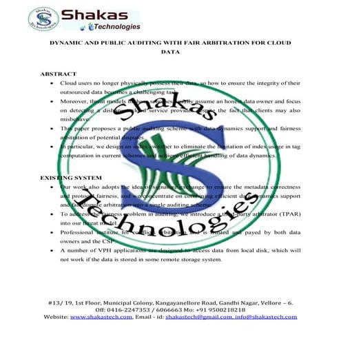 Dynamic and public auditing with fair arbitration for cloud data