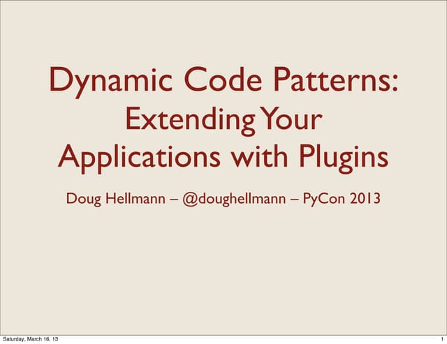 Dynamic Code Patterns: Extending Your Applications with Plugins