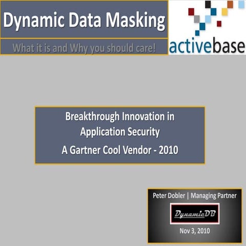 Dynamic Data Masking - Breakthrough Innovation in Application Security
