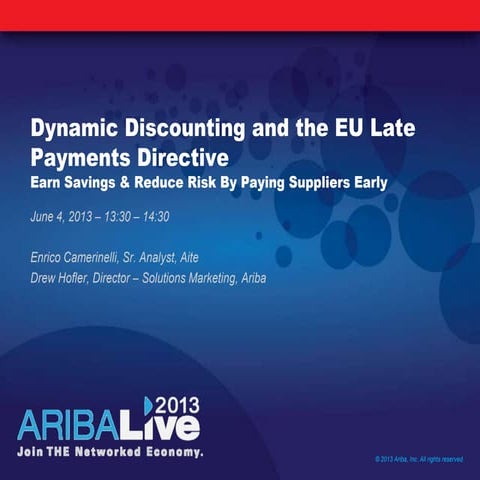 Dynamic Discounting and Late Payments Directive