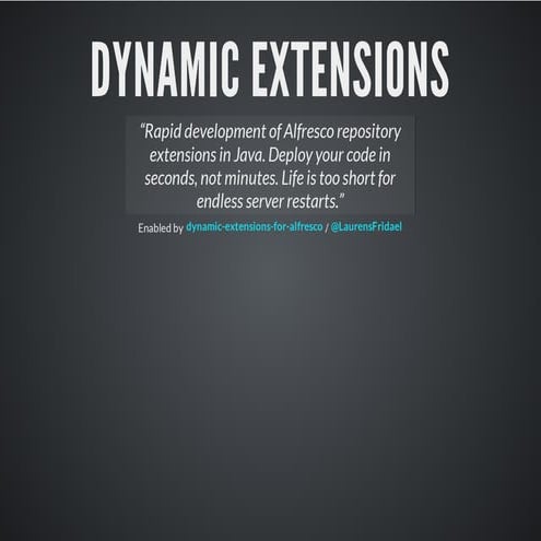 Dynamic extension for alfresco | PPT