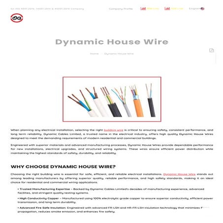 Dynamic House Wire | Reliable Home Wiring Solutions | PDF
