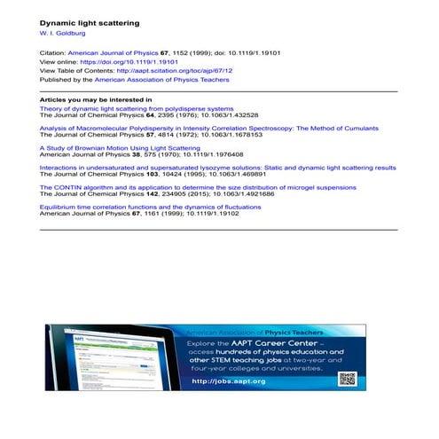 Dynamic light scattering