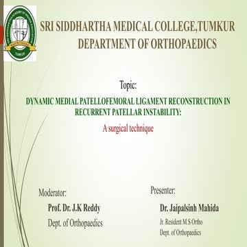Dynamic medial patellofemoral ligament reconstruction in recurrent patellar i...