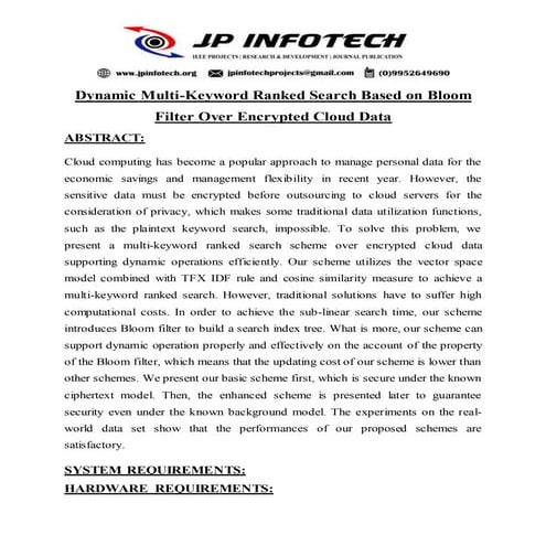 Dynamic Multi-Keyword Ranked Search Based on Bloom Filter Over Encrypted Clou...