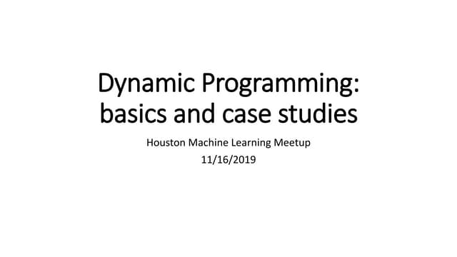 Basics of Dynamic programming | PPT