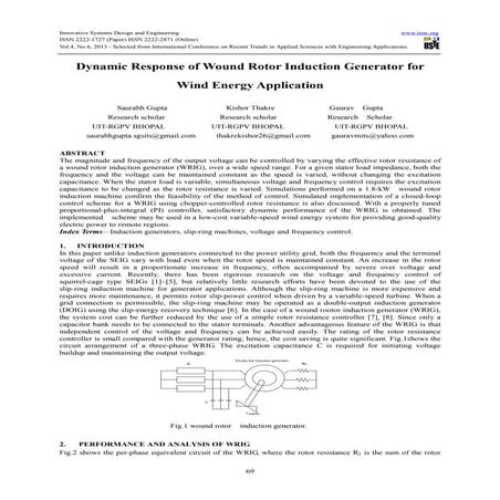 Dynamic response of wound rotor induction generator for wind energy ...