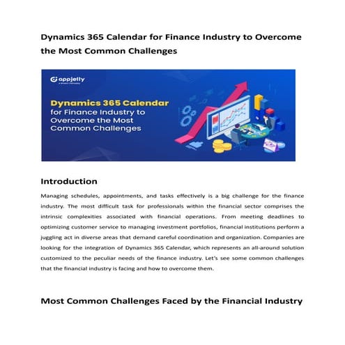 Dynamics 365 Calendar for Finance Industry to Overcome the Most Common Challe...