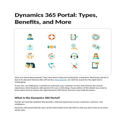 Dynamics 365 Portal: Types, Benefits, and More