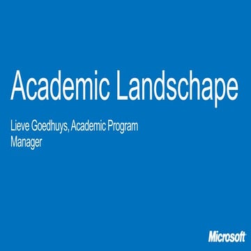 Microsoft Dynamics Academic Alliance: Academic Landscape