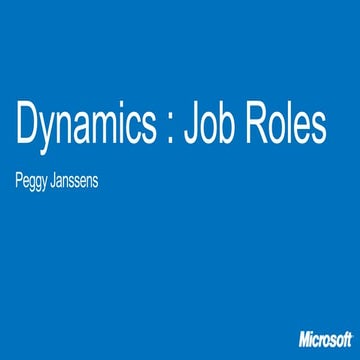 Microsoft Dynamics Academic Alliance: Job Roles