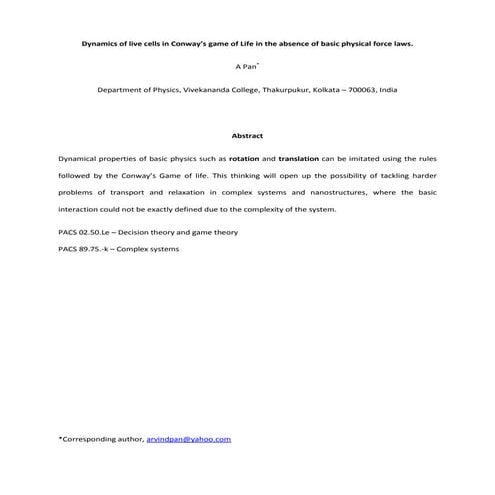 Dynamics of live_cells_in_conway_game_of_life_