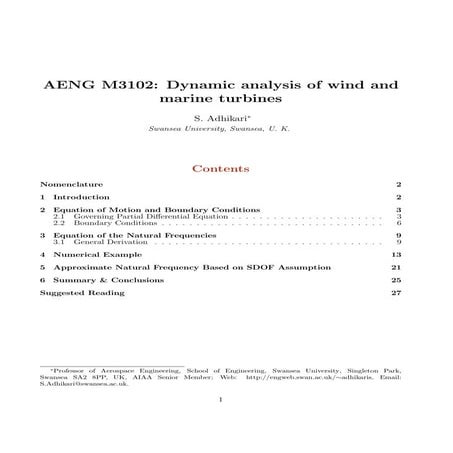 Dynamics of wind & marine turbines
