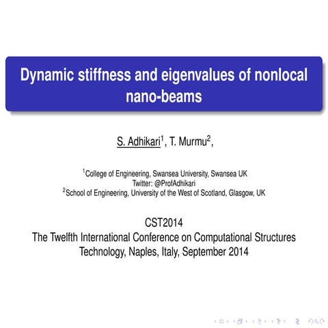 Dynamic stiffness and eigenvalues of nonlocal nano beams