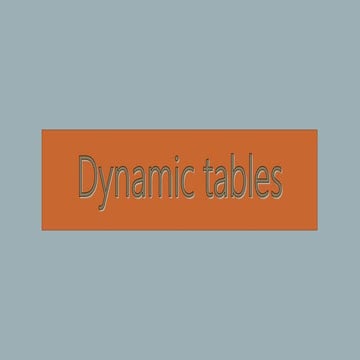 Dynamic table | PPT