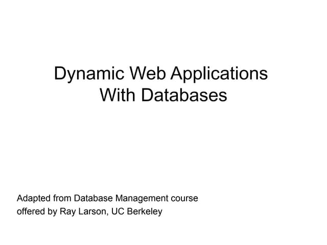 Lecture 9: Dynamic web application