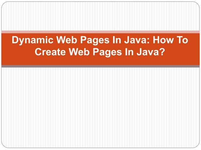 Dynamic web pages in java