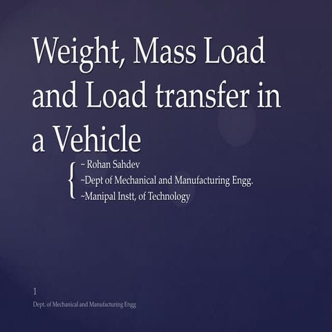 Dynamic weight transfer in vehicle