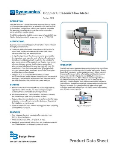 Dynasonics dfx datasheet badger meter doppler ultrasonic flow meter