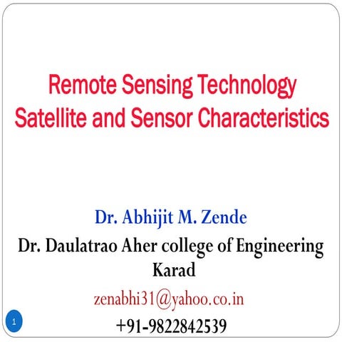 Remote Sensing TechnologySatellite and Sensor Characteristics