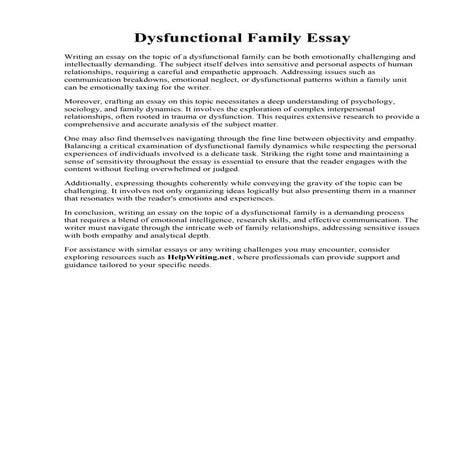 Dysfunctional Family Essay. Dysfunctional Family - 710 Words  Free Essay Exam...