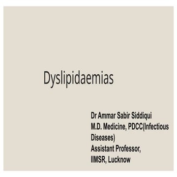 Dyslipidemia-classification, definition and management | PPT