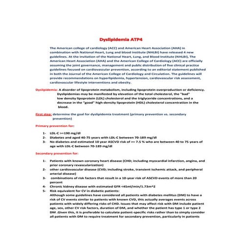 Dyslipidemia Guidlines