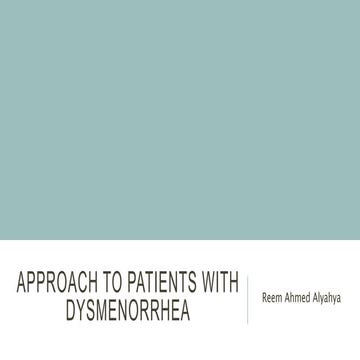 clinical approach to patients with dysmenorrhea