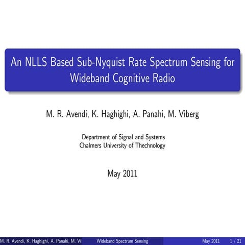 An NLLS Based Sub-Nyquist Rate Spectrum Sensing for Wideband Cognitive Radio