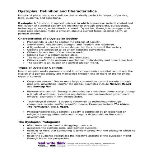 Dystopian Definitions and Characteristics