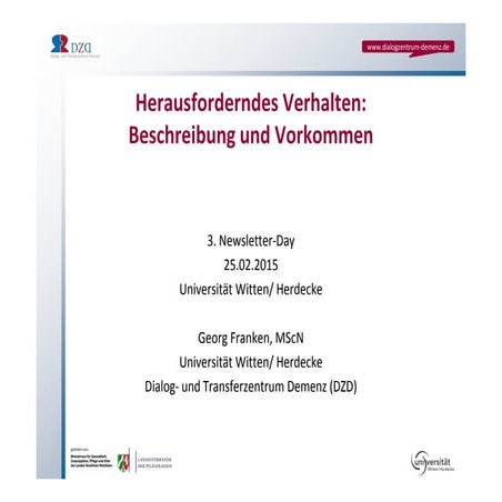 Basiswissen zu herausforderndem Verhalten: Vortrag von Georg Franken