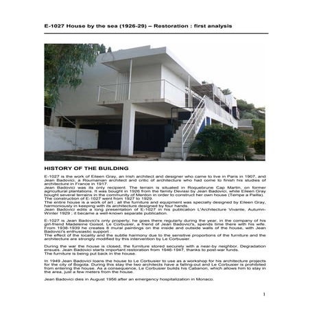 E 1027 - restoration - first analysis - rukschcio-barres | PDF