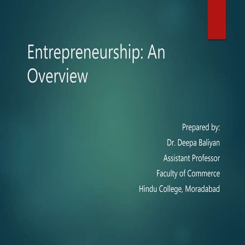 Entrepreneurship overview by deepa